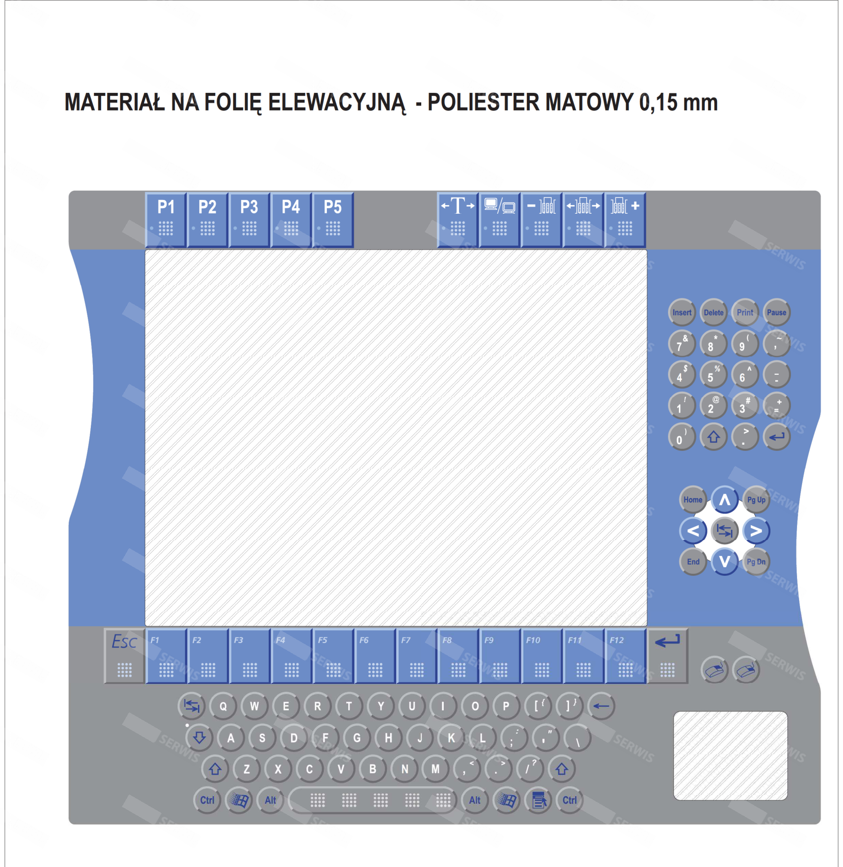 Panel operatorski z klawiaturą membranową, poliestrowy matowy 0,15 mm.